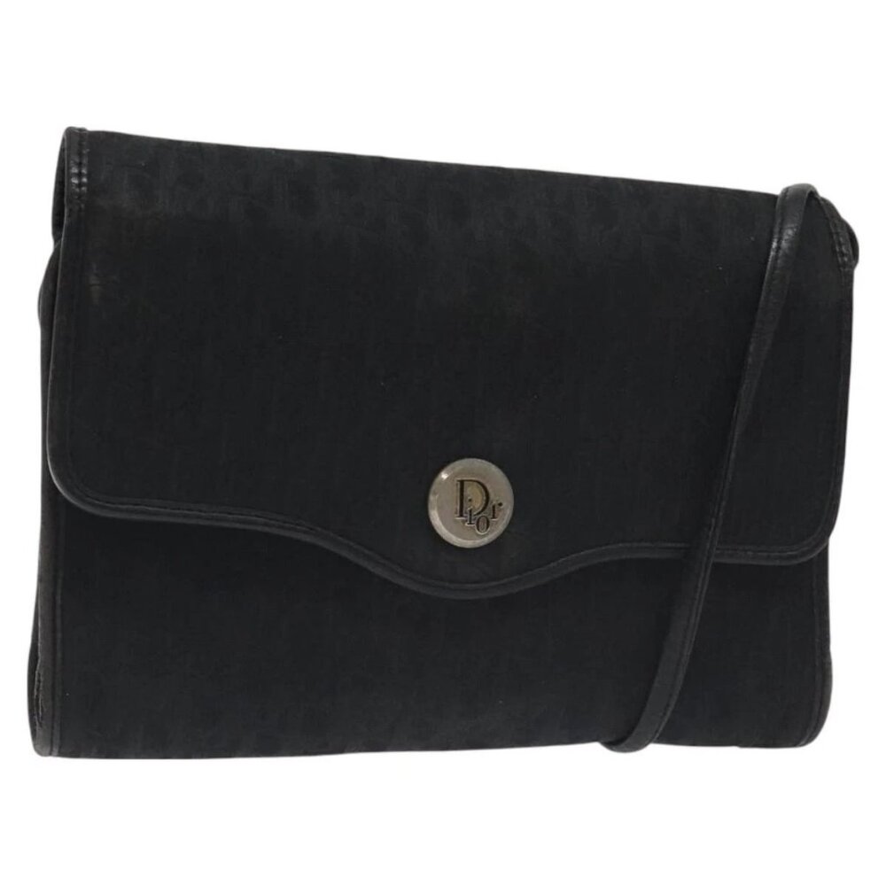Christian Dior Trotter Canvas Shoulder Bag Black Auth BA3304